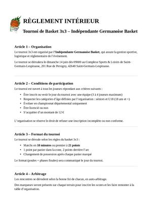 Règlement Intérieur 3x3