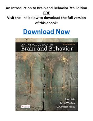 An Introduction To Brain And Behavior 7th Edition PDF