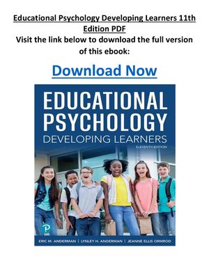 Educational Psychology Developing Learners 11th Edition PDF