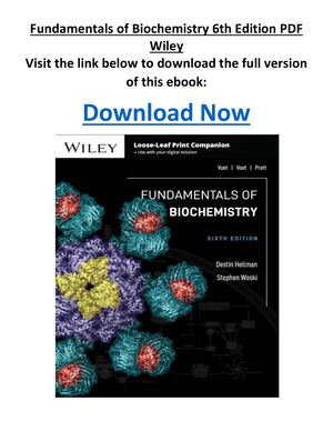 Fundamentals Of Biochemistry 6th Edition PDF Wiley