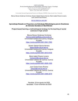 Aprendizaje Basado En Proyectos Una Estrategia Metodologica
