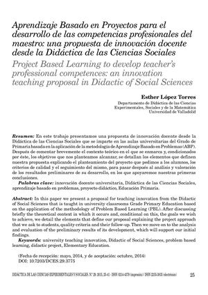 Aprendizaje Basado En Proyectos Para El Desarrollo De Las Competencias Profesionales Del Maestro