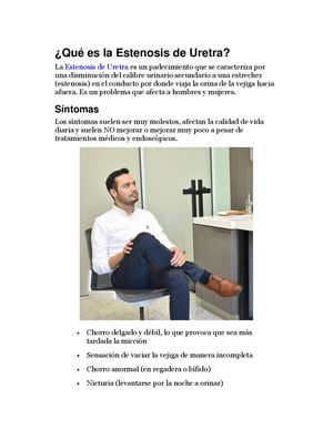 Qué Es La Estenosis De Uretra