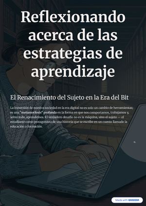 Reflexionando Acerca De Las Estrategias De Aprendizaje