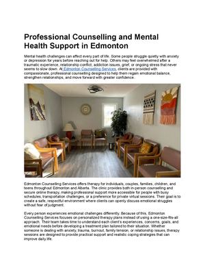 Professional Counselling And Mental Health Support In Edmonton