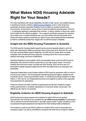 What Makes Ndis Housing Adelaide Right For Your Needs
