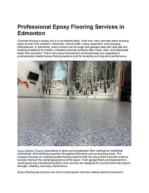 Professional Epoxy Flooring Services In Edmonton