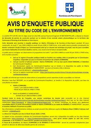 Avis D'enquête Publique Société Cpv Sun 40