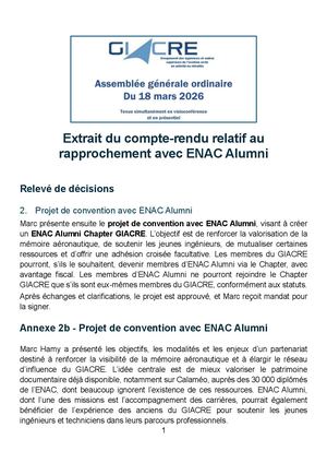Extrait rapprochement ENAC Alumni GIACRE - AG 2026 Assemblée générale ordinaire du GIACRE du 18 mars
