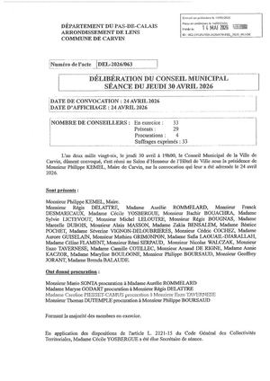 DELIBERATIONS DU CONSEIL MUNICIPAL JEUDI  AVRIL