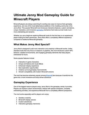 Ultimate Jenny Mod Gameplay Guide For Minecraft Players