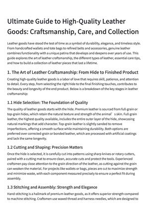 Ultimate Guide To High Quality Leather Goods Craftsmanship, Care, And Collection