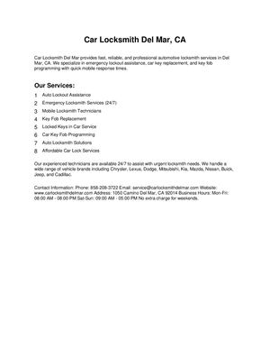 Car Locksmith Del Mar