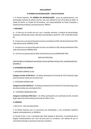 Regulamento Da 3ª Corrida Recon 2026