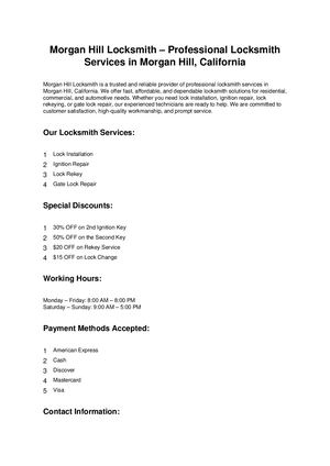 Morgan Hill Locksmith