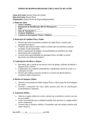Termo De Responsabilidade E Declaração De Saúde