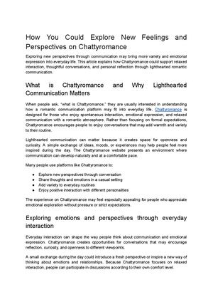 How You Could Explore New Feelings on Chattyromance