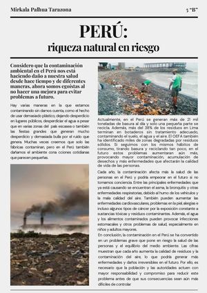 Articulo De Opinion Contaminación Ambiental Del Perú