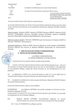 DEL 2026 21 ELECTION VICE PRESIDENTE DELEGUEE CCAS