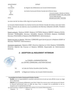 DEL 2026 23 REGLEMENT INTERIEUR CA CCAS