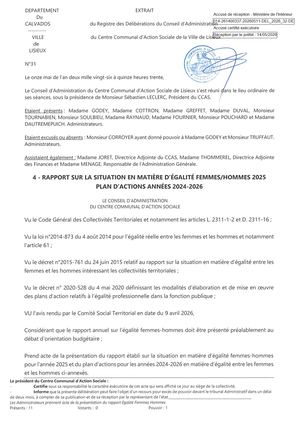 DEL 2026 31 RAPPORT EGALITE FEMMES HOMMES