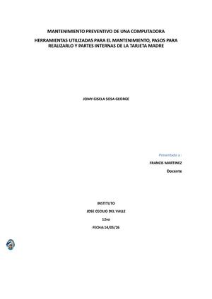 Mantenimiento Preventivo De Una Computadora Word