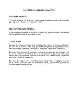 Proyecto Pedagógico De Aula Doc Con Actividades Dua Completo Falta Cuadro Dua
