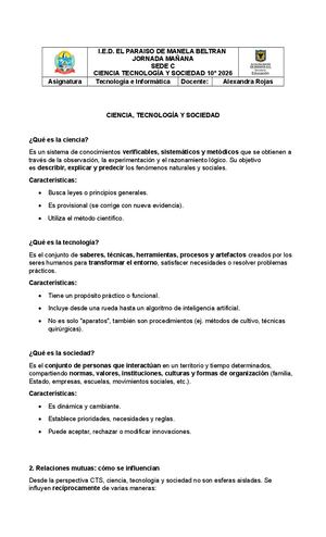 Taller Ciencia Tecnología Y Sociedad