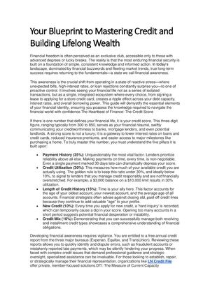Your Blueprint To Mastering Credit And Building Lifelong Wealth