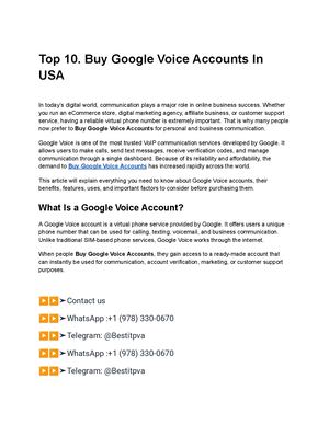 Top 10 Buy Google Voice Accounts In Usa