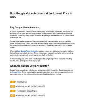 Buy, Google Voice Accounts At The Lowest Price In Usa