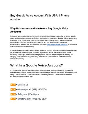 Buy Google Voice Account With Usa 1 Phone Number