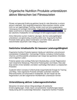 Organische Nutrition Produkte Unterstützen Aktive Menschen Bei Fitnesszielen