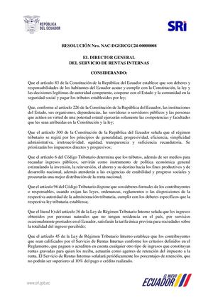 acuerdo ministerial de retención por iva y renta