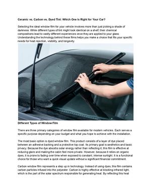 Ceramic Vs Carbon Vs Dyed Tint Which One Is Right For Your Car