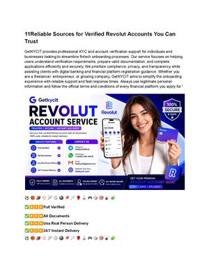 10 Reliable Sources For Verified Revolut Accounts You Can Trust