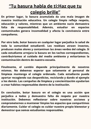 La basura no habla, pero da mala imagen