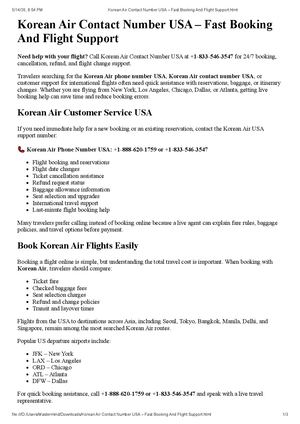 Korean Air Contact Number Usa Fast Booking And Flight Support