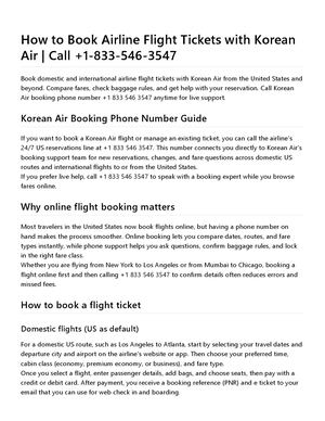 How To Book Airline Flight Tickets With Korean Air Call