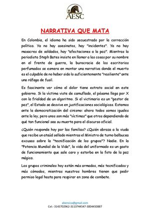 Narrativa Que Mata
