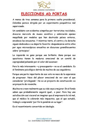 Elecciones Ad Portas