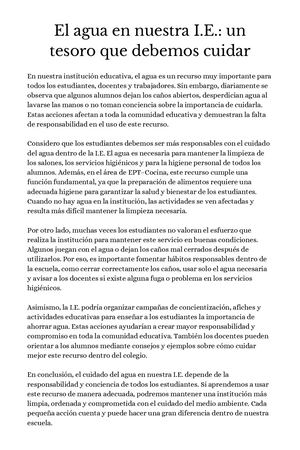 Artículo De Opinión Sobre El Uso Responsable Del Agua En La I E 20260514 154043 0000