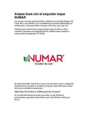 Arepas Ticas Con El Exquisito Toque Numar