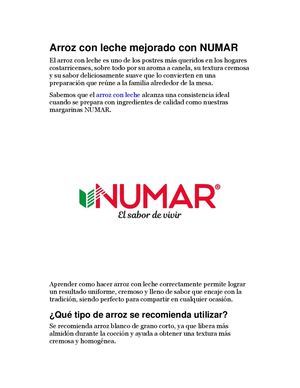 Arroz Con Leche Mejorado Con Numar