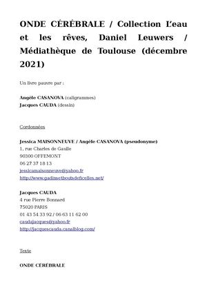 Fiche Onde Cérébrale - Jacques Cauda et Angèle Casanova