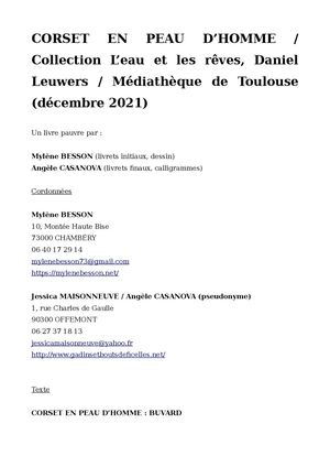 Fiche Corset en peau d'homme buvard - Mylène Besson et Angèle Casanova