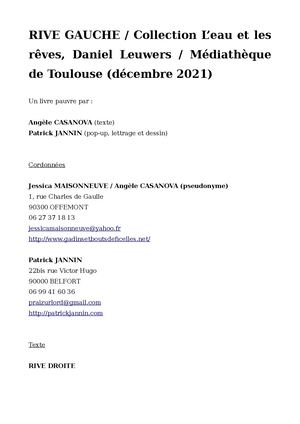 Fiche Rive droite - Patrick Jannin et Angèle Casanova