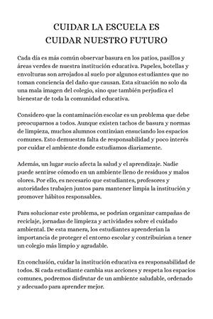 Cuidar la escuela es cuidar nuestro futuro