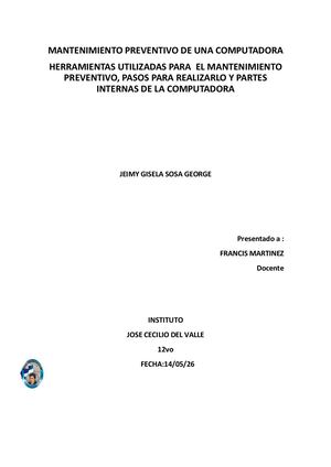 Mantenimiento Preventivo De Una Computadora Word