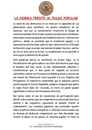 La Norma Frente Al Pulso Popular